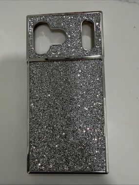 Square Silver Glitter iPhone Case with Sparkle Finish